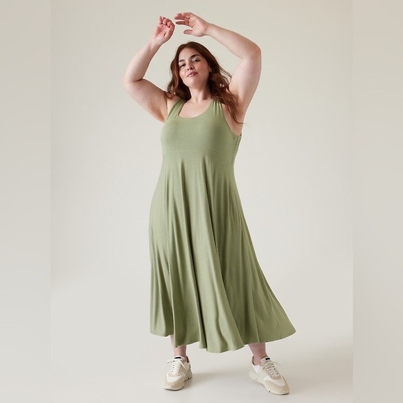 Athleta Dresses & Skirts - Athleta Santorini Midi Dress Eucalyptus Olive Green Size 2X smoke pet free home